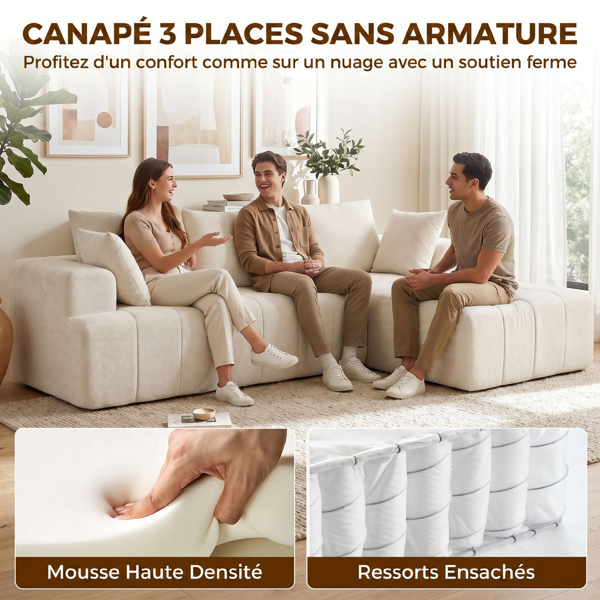 Canapé d’angle avec méridienne – 256 cm