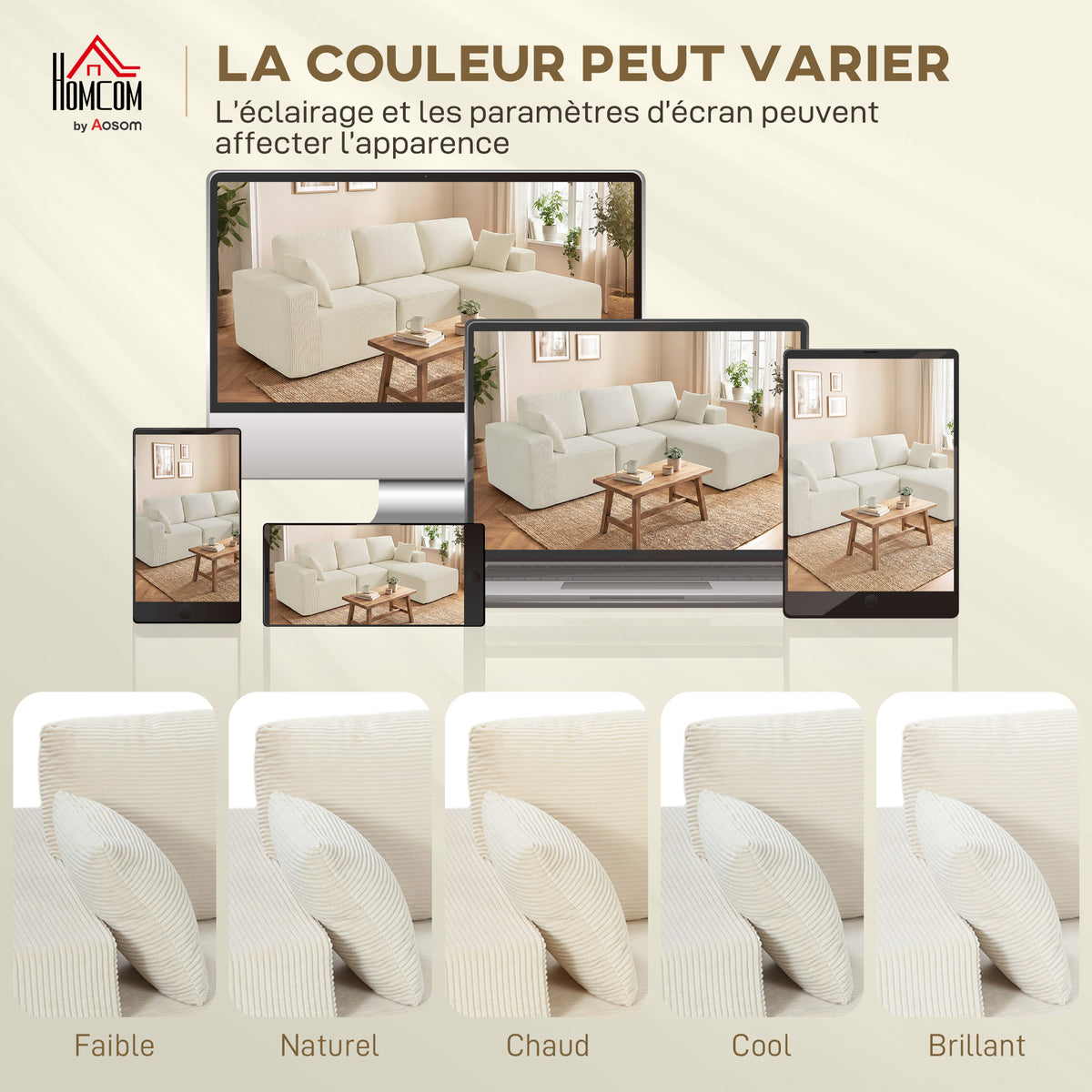 Canapé d’angle modulable convertible en velours – 267 cm
