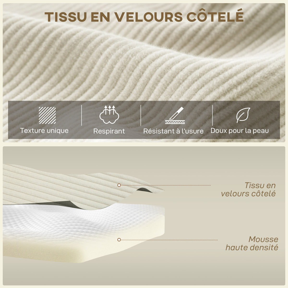 Canapé d’angle modulable convertible en velours – 267 cm