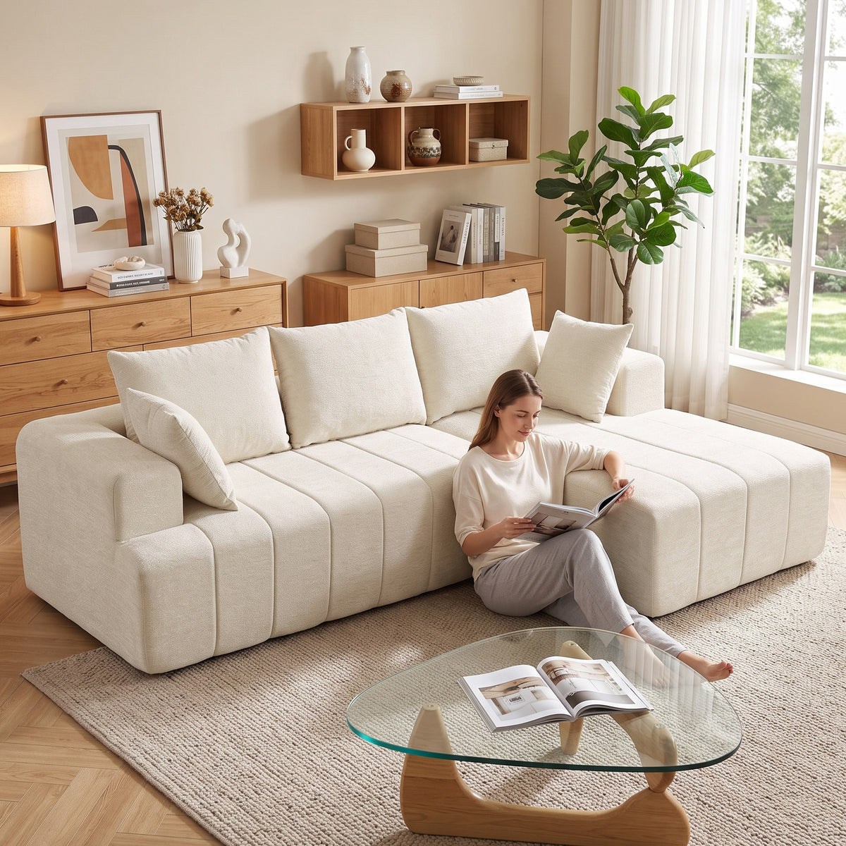 Canapé d’angle avec méridienne – 256 cm