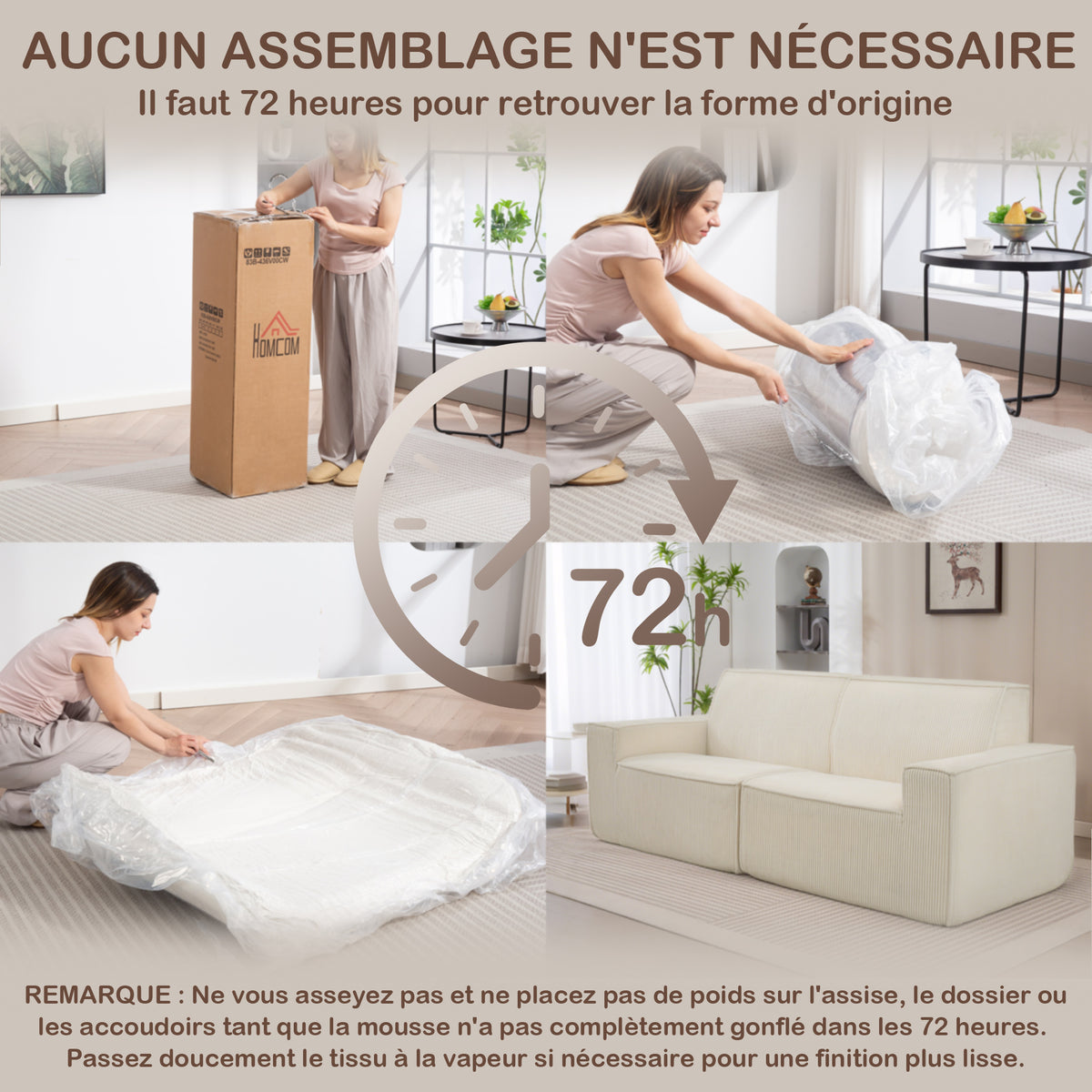 Canapé 3 places en velours côtelé – 230 cm