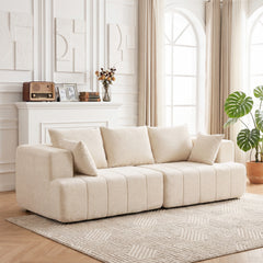Canapé 3 places en chenille beige – 248 cm