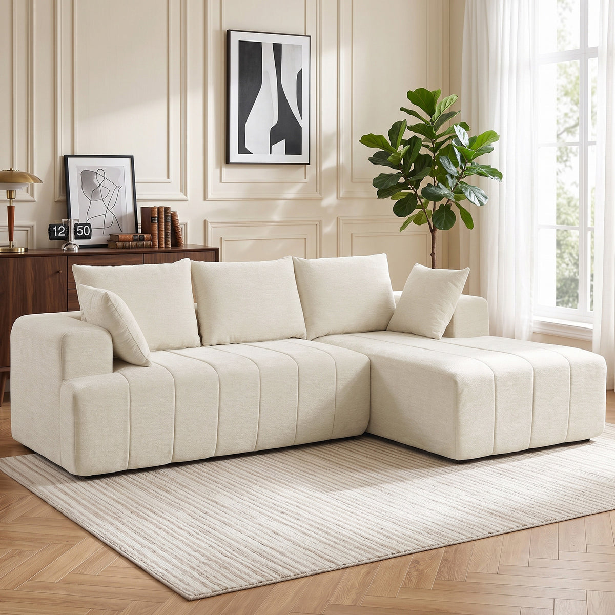 Canapé d’angle avec méridienne – 256 cm