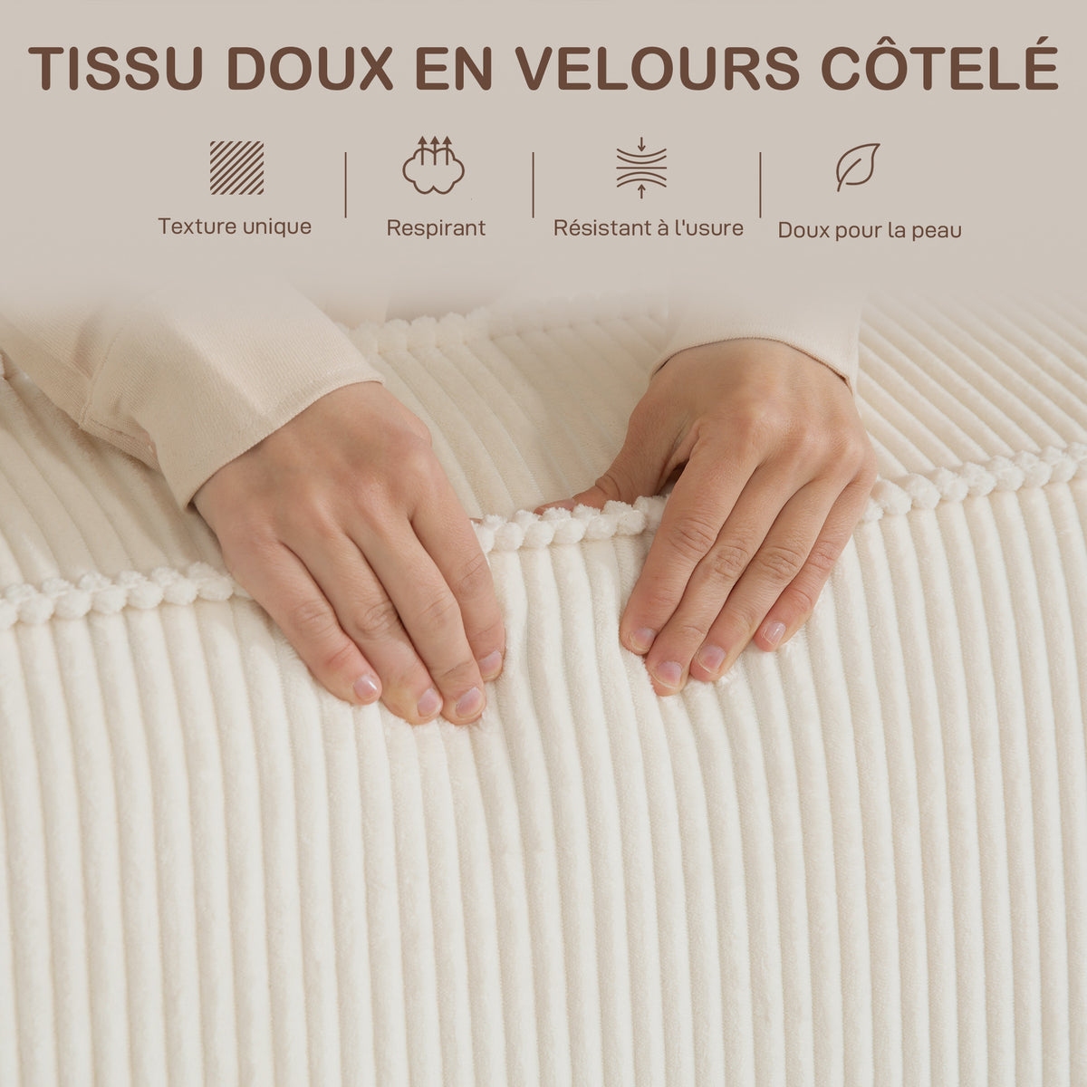 Canapé 3 places en velours côtelé – 230 cm