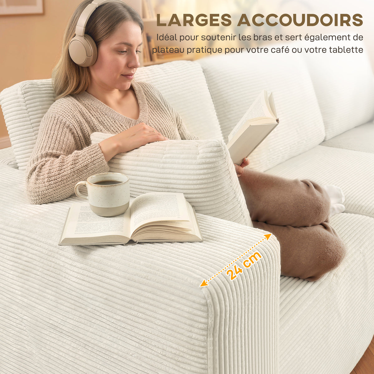 Canapé d’angle modulable convertible en velours – 267 cm